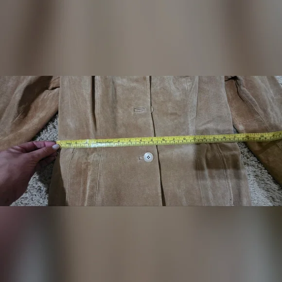 NWT Halston Studio Suede Leather Long Jacket Size S Color Caramel - Picture 7 of 12